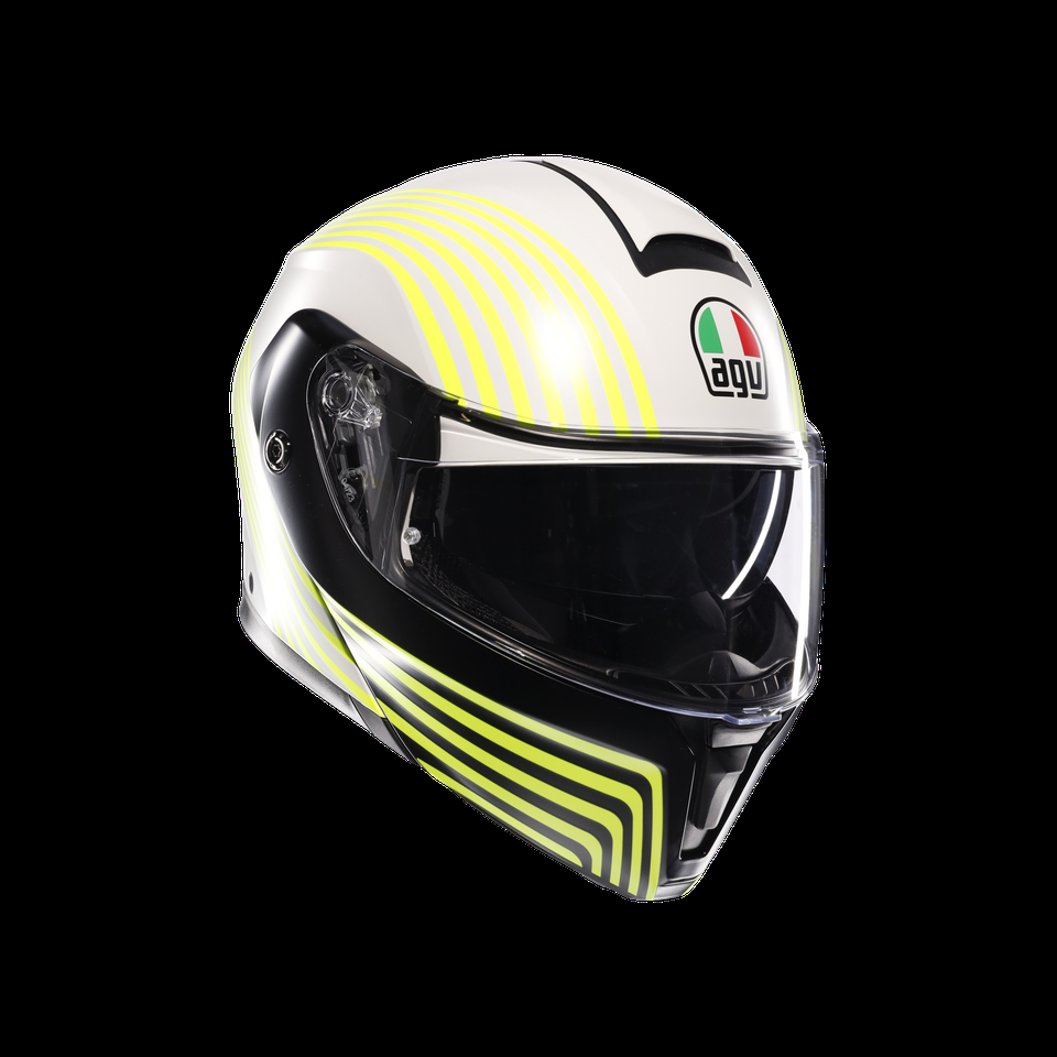 streetmodular iseo mate blanco-negro yel fluo casco de motocicleta plegable dote2206