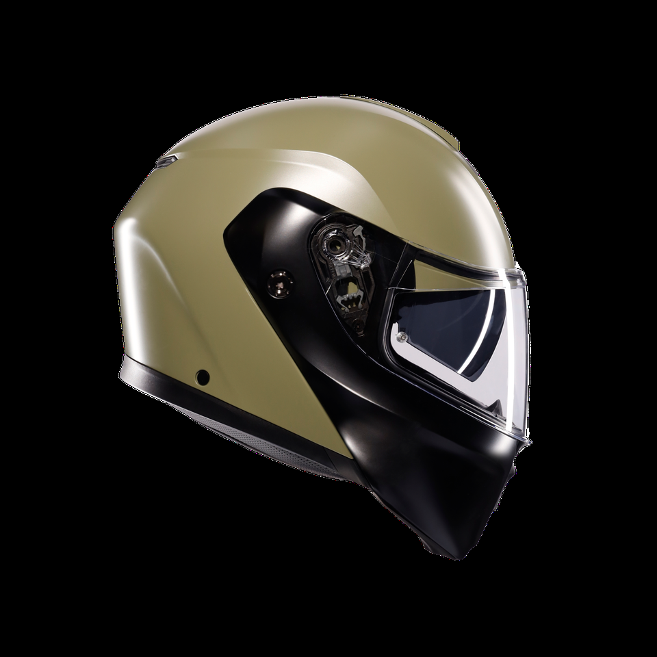 casco motocicleta streetmodular mono mate pastel verde-negro con apertura frontal dote2206