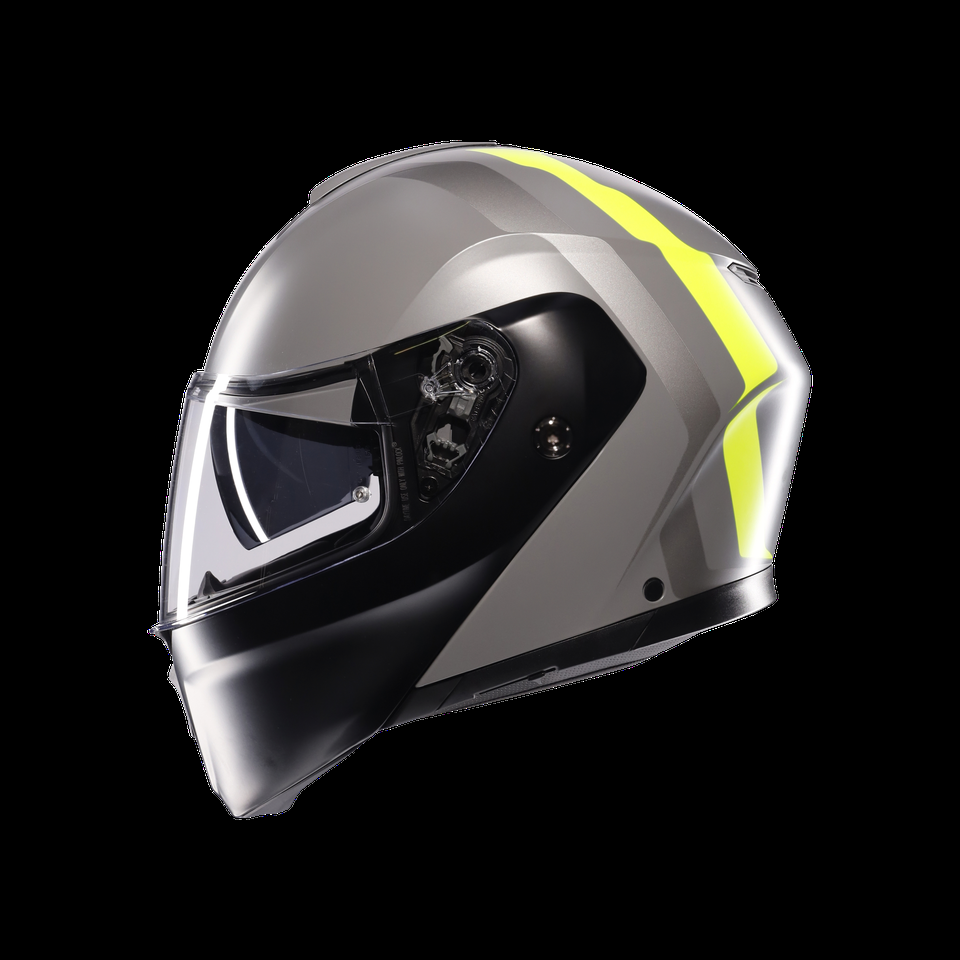 casco modular streetmodular resia mate gris-negroyel fluo para motocicleta con apertura frontal dote2206